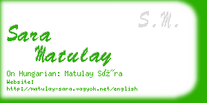 sara matulay business card
